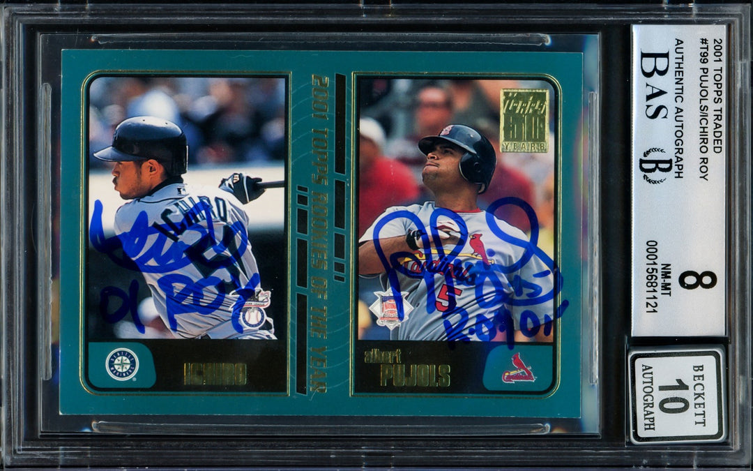 Albert Pujols Ichiro Suzuki Signed 2001 Topps Traded RC T99 BGS 8 Sig 10 ROY BAS