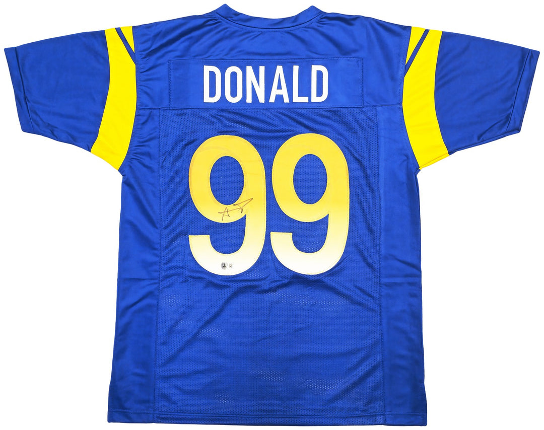 Los Angeles Rams Aaron Donald Signed Blue Jersey Beckett Wit