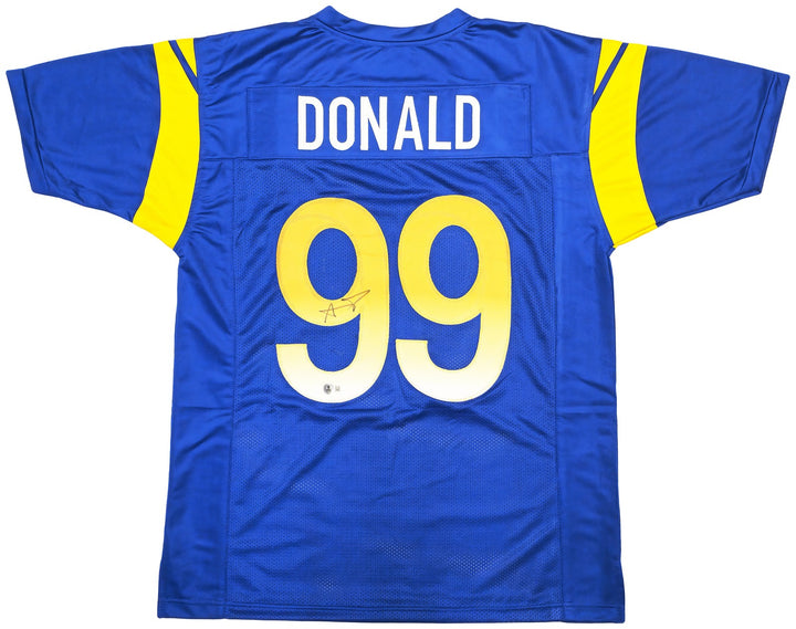 Los Angeles Rams Aaron Donald Signed Blue Jersey Beckett Wit