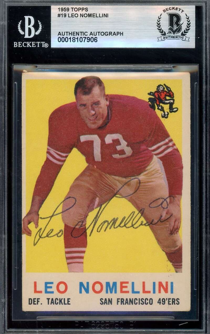 Leo Nomellini Beckett BAS Vintage Signed 1959 Topps Autograph