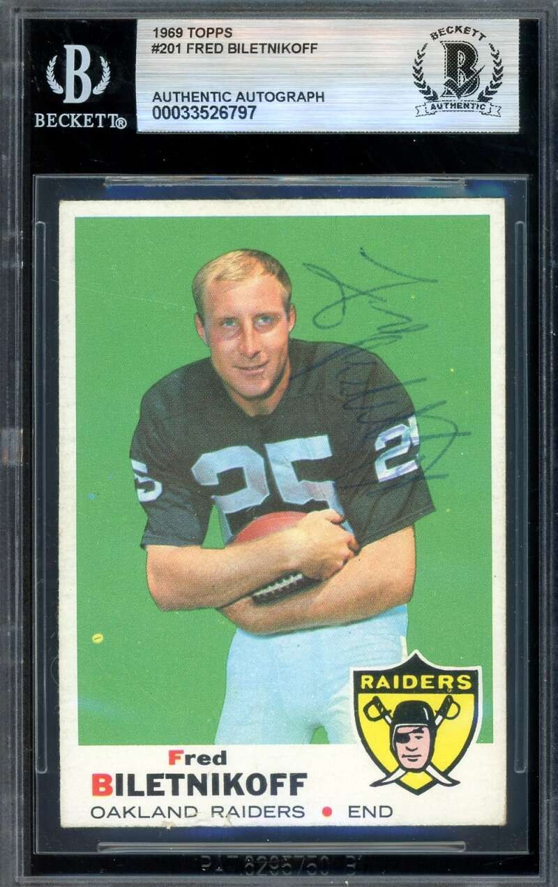 Fred Biletnikoff Beckett BAS Vintage Signed 1969 Topps Autograph Raiders