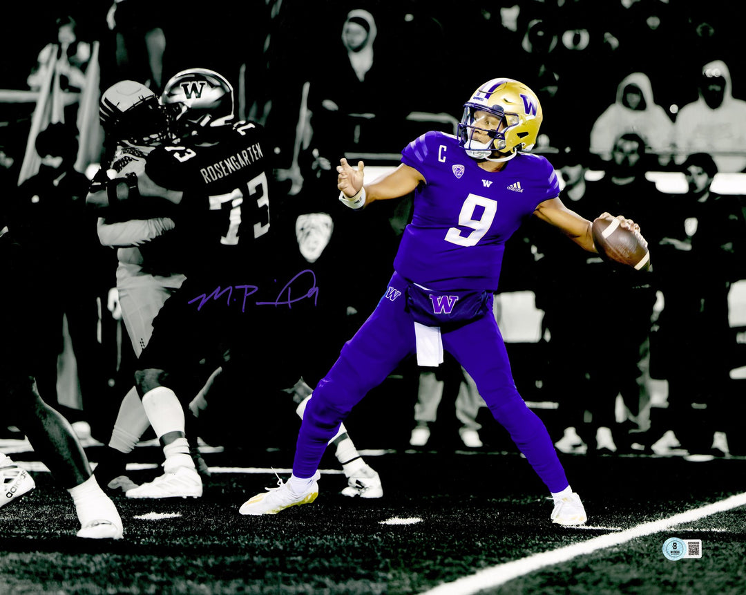 Michael Penix Jr. Signed 16x20 Photo Washington Huskies Beckett BAS Witness