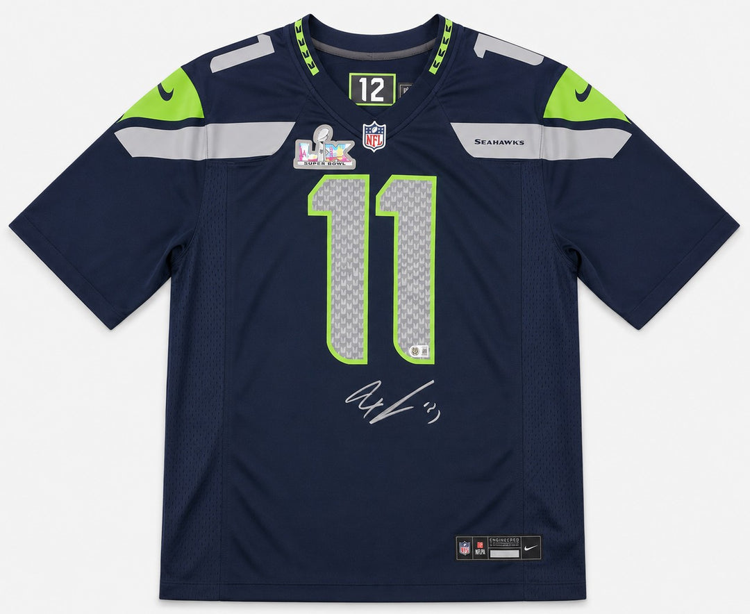 Seattle Seahawks Jaxon Smith-Njigba Signed Blue Nike SB LX Patch Jersey Size L