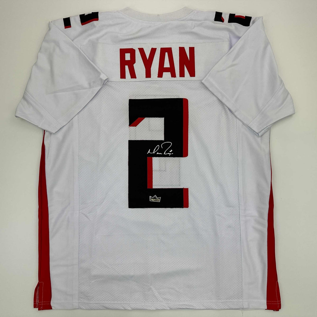 Facsimile Autographed Matt Ryan Atlanta White Reprint Jersey Size Men's XL