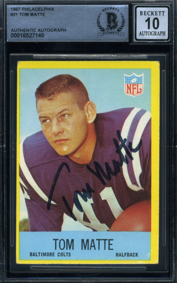 Tom Matte Gem Mint 10 Beckett BAS Signed 1967 Philadelphia Autograph