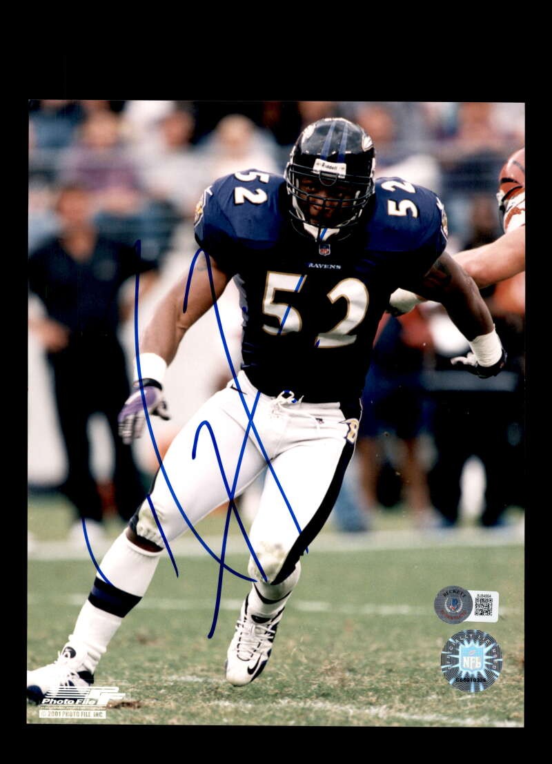 Ray Lewis Beckett BAS Signed  8x10 Photo Autograph Ravens