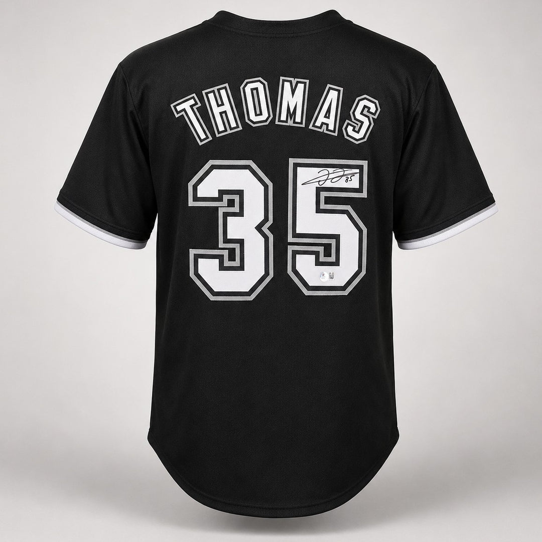 Chicago White Sox Frank Thomas Signed Black Jersey Beckett BAS QR