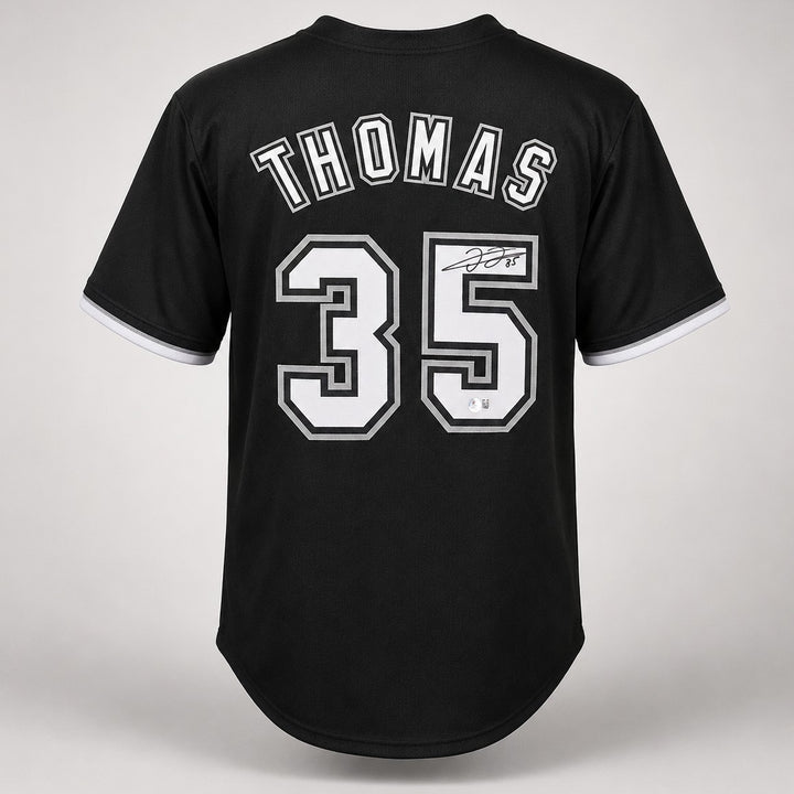 Chicago White Sox Frank Thomas Signed Black Jersey Beckett BAS QR