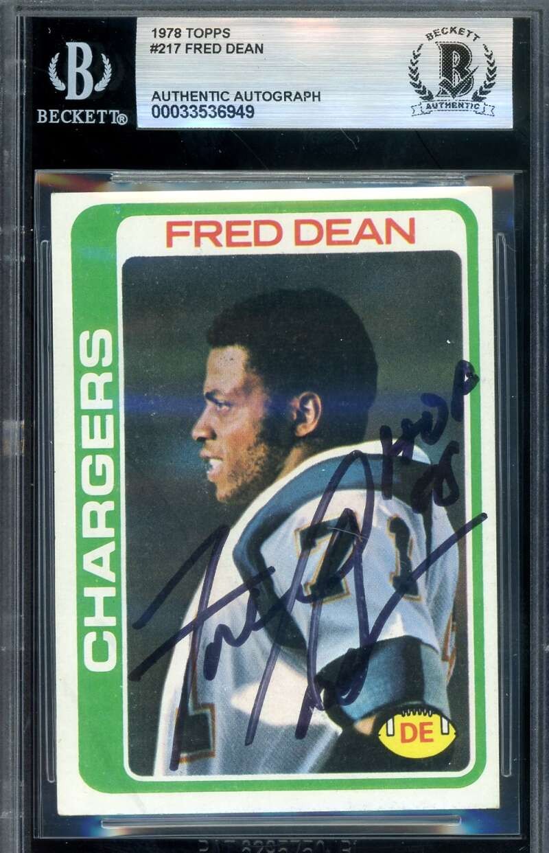 Fred Dean Beckett BAS Signed 1978 Topps Rookie Autograph Chargers