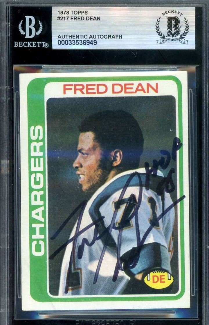 Fred Dean Beckett BAS Signed 1978 Topps Rookie Autograph Chargers