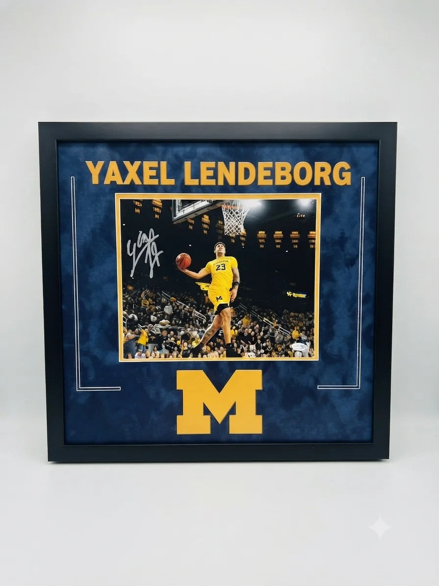 Yaxel Lendeborg Michigan Wolverines Signed 11x14 Custom Framed Photo JSA