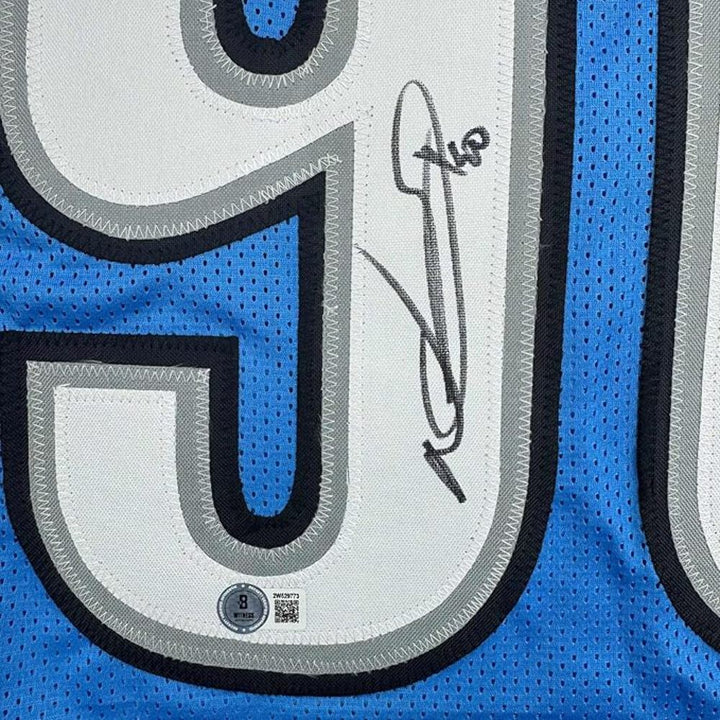 Framed Autographed/Signed Ndamukong Suh 35x39 Detroit Blue Jersey Beckett COA