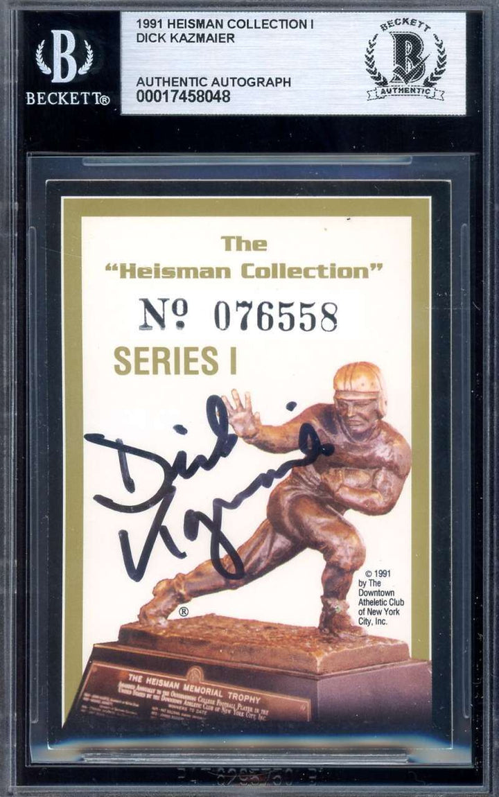 Dick Kazmaier Beckett BAS Signed 1991 Heisman Collection Autograph