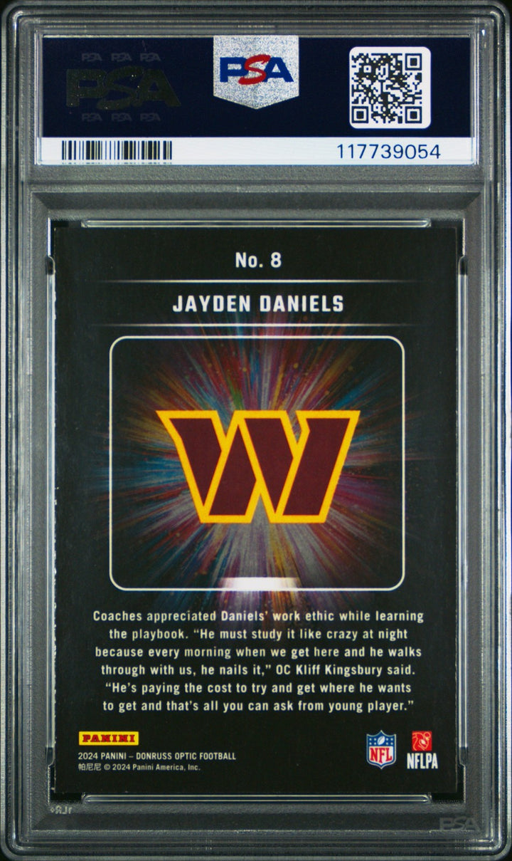 Graded 2024 Donruss Optic Jayden Daniels #8 Light It Up RC Card PSA 10