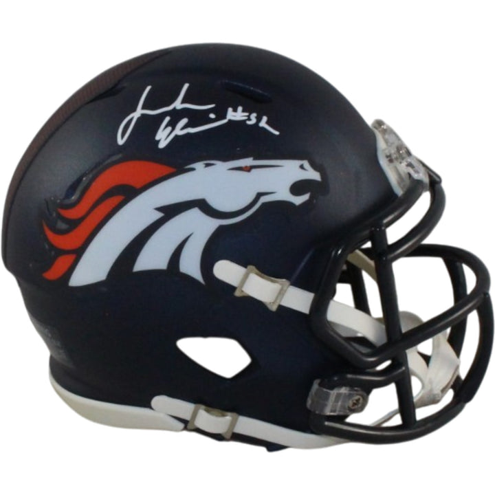 Jonah Elliss Autographed/Signed Denver Broncos Mini Helmet Beckett Witness 58256