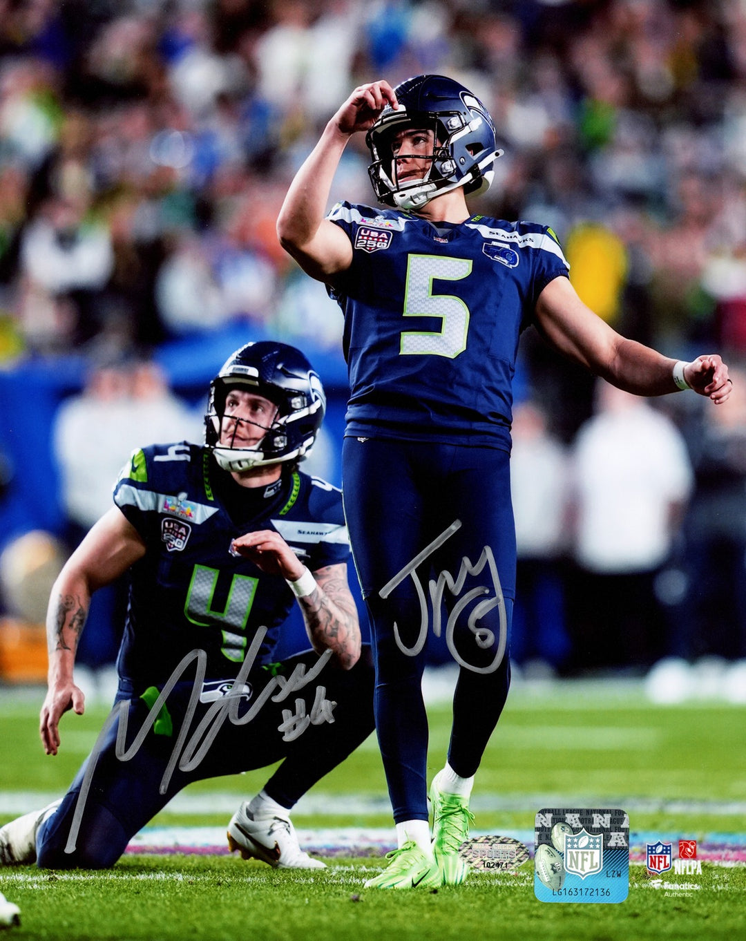 Jason Myers Michael Dickson Signed Seahawks 8x10 Photo MCS COA