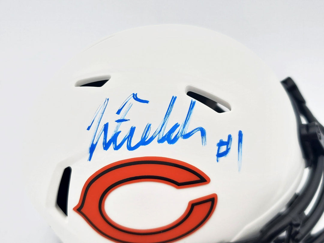 Justin Fields Auto Bears Lunar Eclipse White Speed Mini Helmet Beckett #WL62754