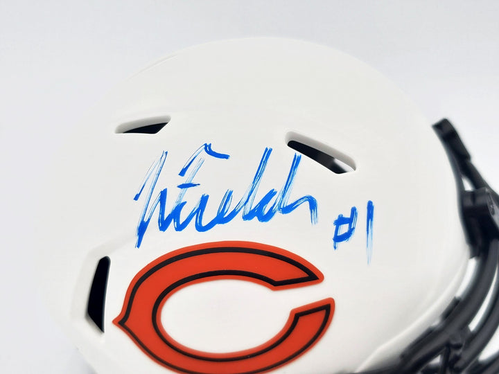 Justin Fields Auto Bears Lunar Eclipse White Speed Mini Helmet Beckett #WL62754