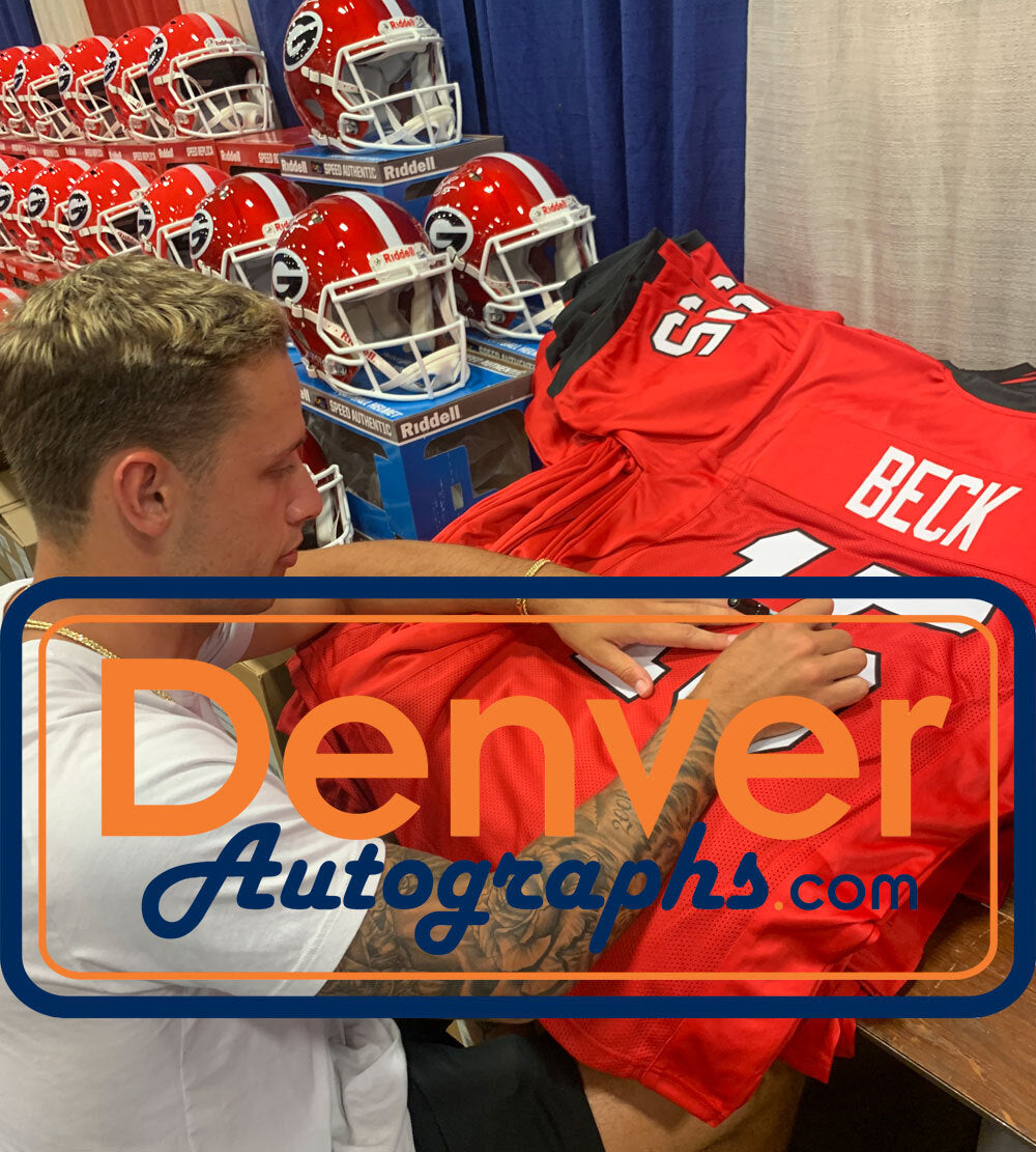 Carson Beck Autographed/Signed College Style Red Jersey Beckett 47527