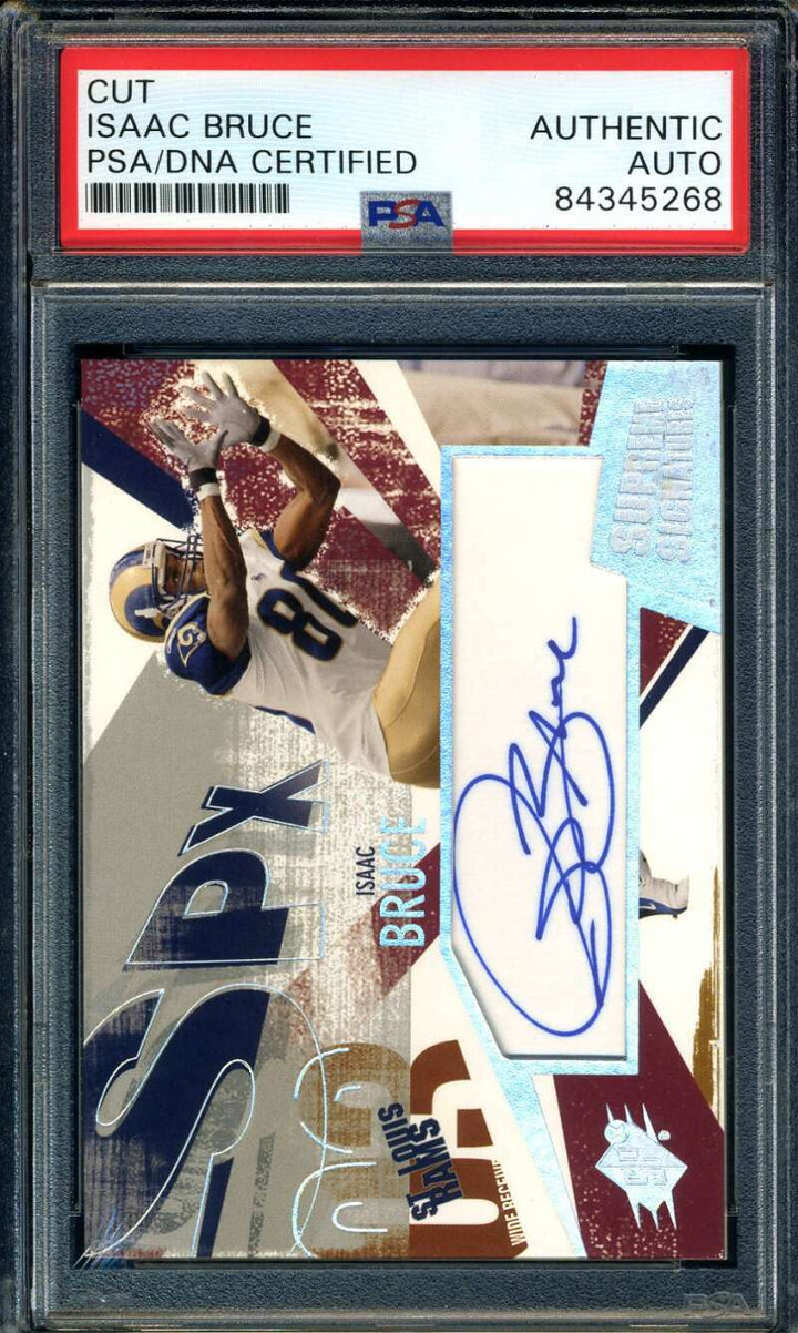 Issac Bruce PSA DNA Coa Signed 2003 SPX Supreme Signatures Autograph