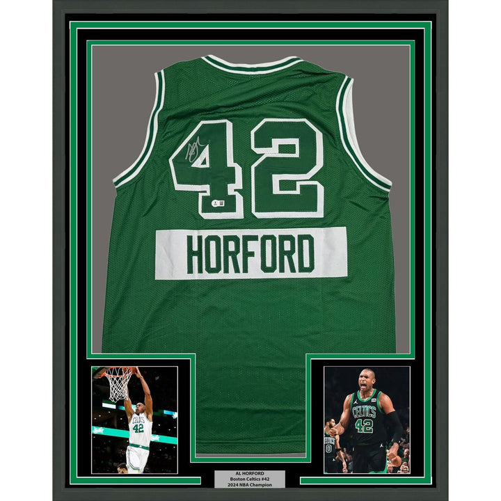 Framed Autographed/Signed Al Horford 35x39 Boston Green CE Jersey BAS COA