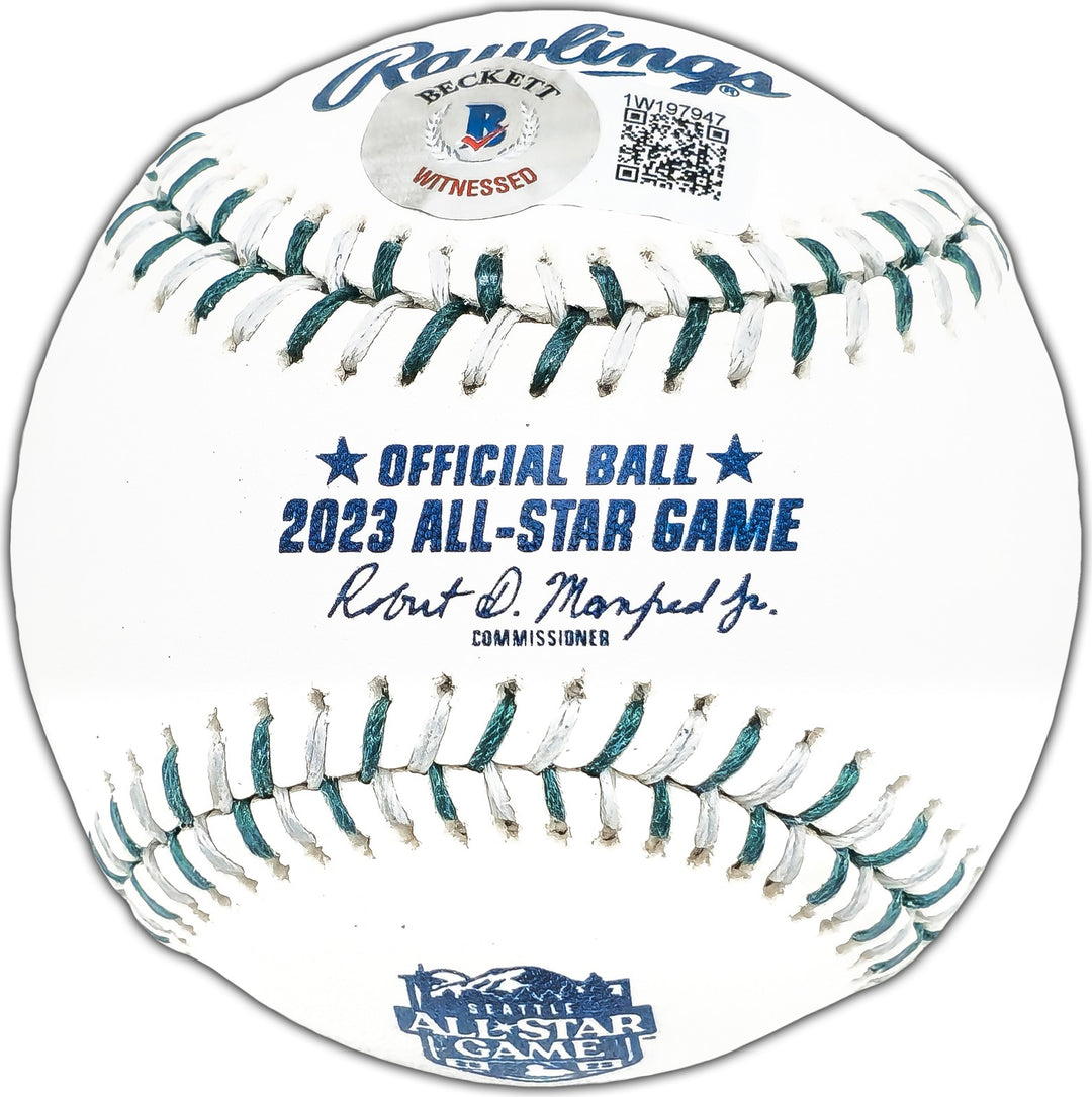 Marcus Semien Signed 2023 ASG Logo Game Baseball Texas Rangers Beckett Wit