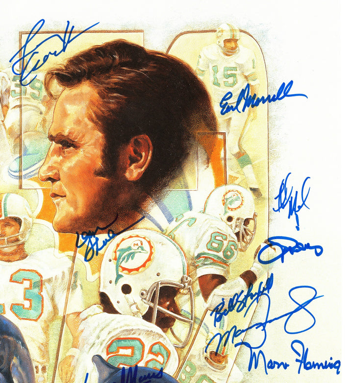 1972 Dolphins Perfect Season Team Auto Lithograph Photo 40+ Sigs Shula, Griese #