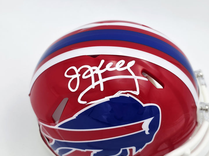 Jim Kelly Auto Signed Bills 1987-01 Throwback Red Speed Mini Helmet Beckett Wit