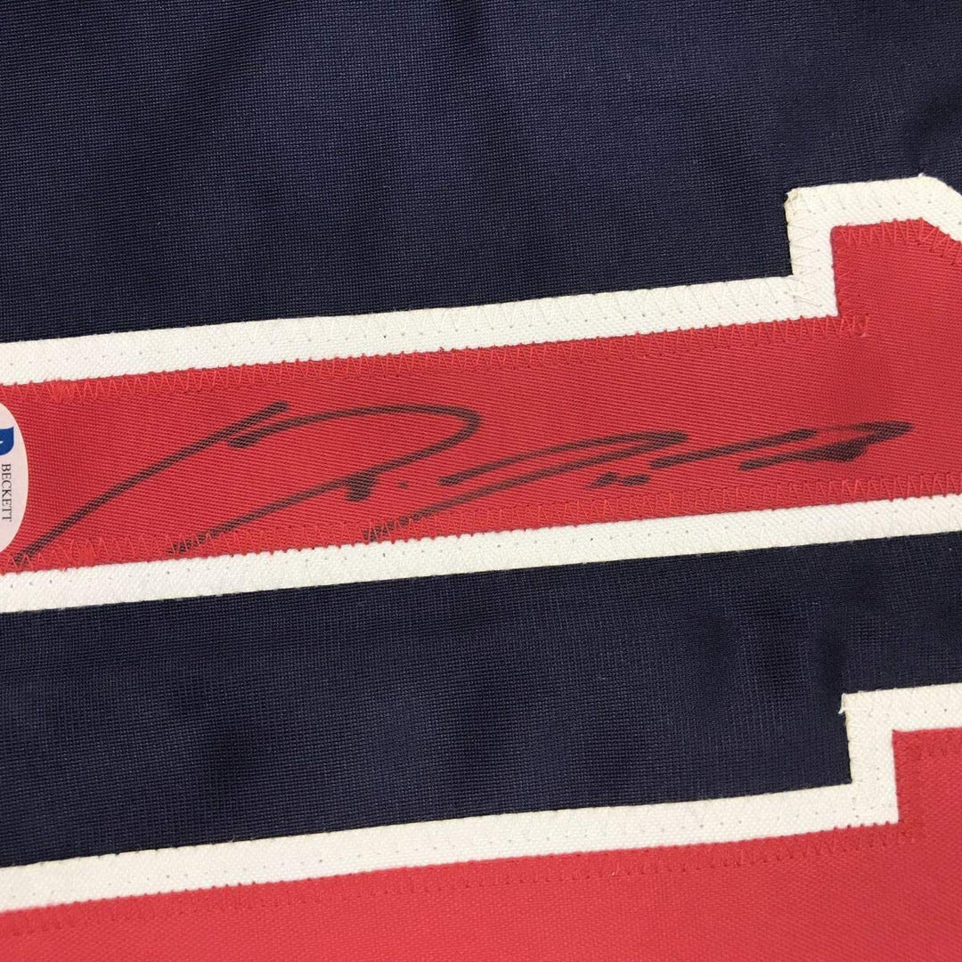 Autographed/Signed JOSE RAMIREZ Cleveland Blue Baseball Jersey Beckett BAS COA