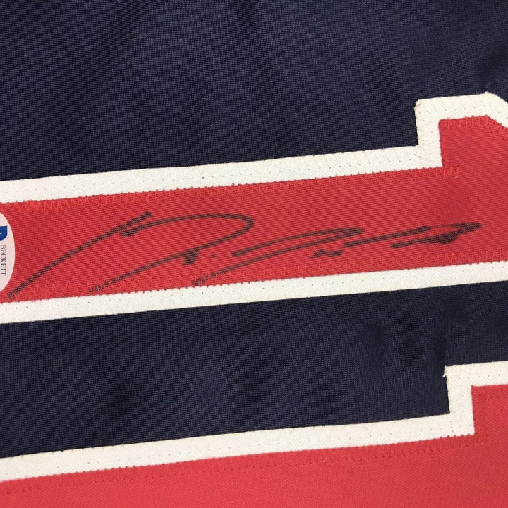 Autographed/Signed JOSE RAMIREZ Cleveland Blue Baseball Jersey Beckett BAS COA