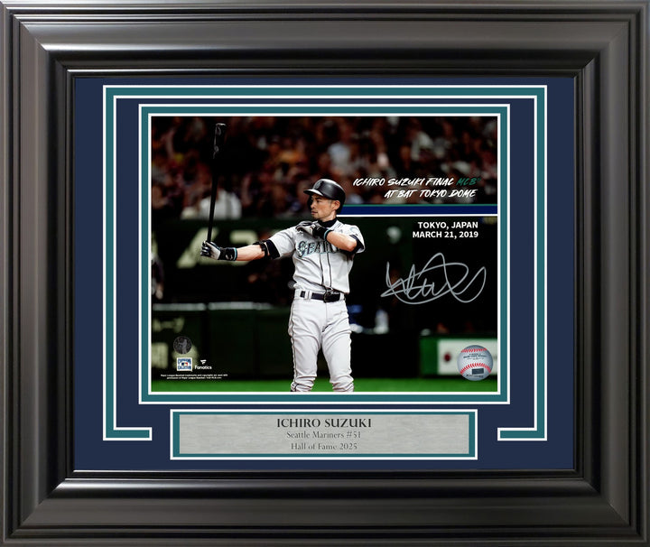 Ichiro Suzuki Signed Framed 8x10 Photo Mariners Tokyo Dome Last Game IS Holo