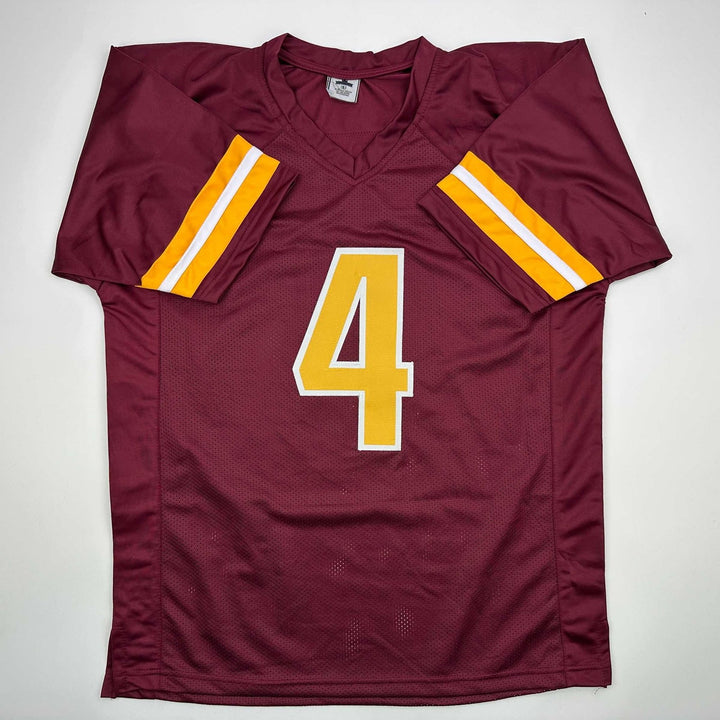 Autographed/Signed Frankie Luvu Washington Burgundy Jersey Beckett COA