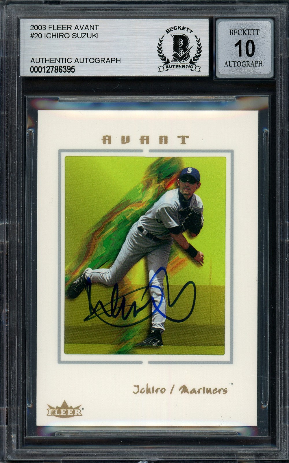 Ichiro Suzuki Signed 2003 Fleer Avant Card 20 Mariners Auto GM 10 Beckett