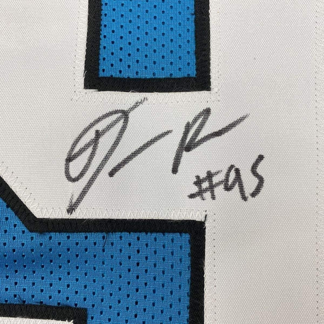 FRAMED Signed DERRICK BROWN 35x39 Carolina Blue Jersey JSA COA Auto