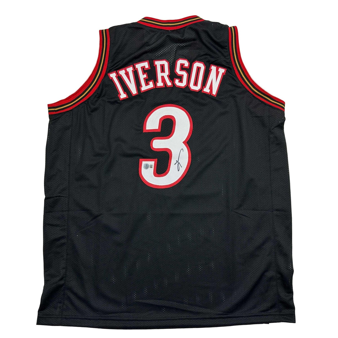 Autographed/Signed Allen Iverson Philadelphia Black Jersey BAS COA