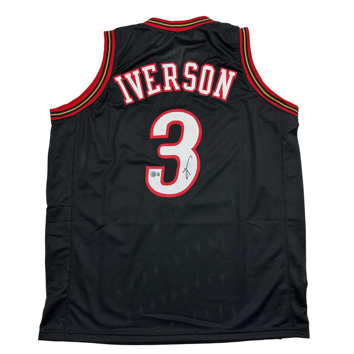 Autographed/Signed Allen Iverson Philadelphia Black Jersey BAS COA