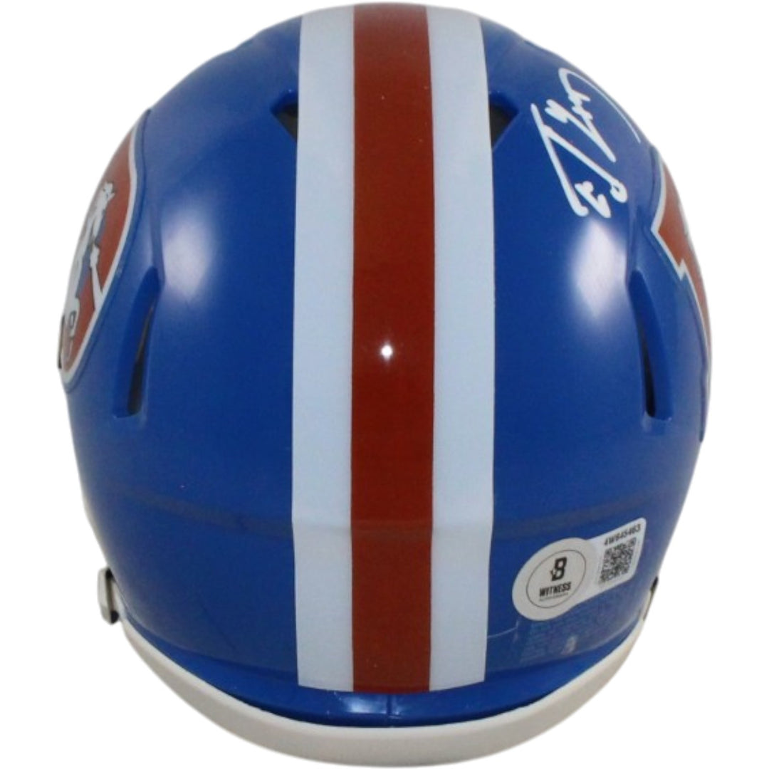 Ed McCaffrey Autographed Denver Broncos TB 75-96 Mini Helmet Beckett WIT 56380