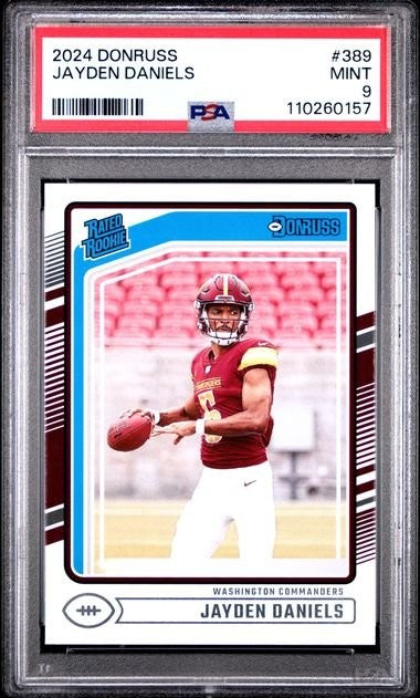 Graded 2024 Panini Donruss Jayden Daniels #WSH Rookie RC Card PSA 9