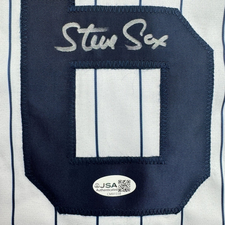 Autographed/Signed Steve Sax New York Pinstripe Baseball Jersey JSA COA