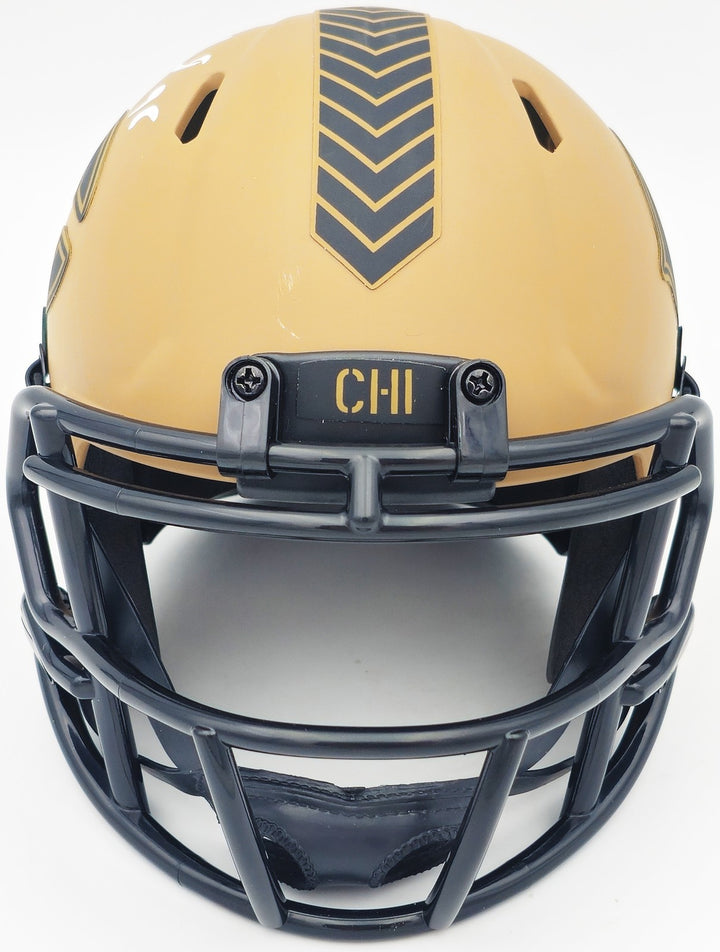 Montez Sweat Signed Bears Camo Brown Salute to Service Speed Mini Helmet JSA
