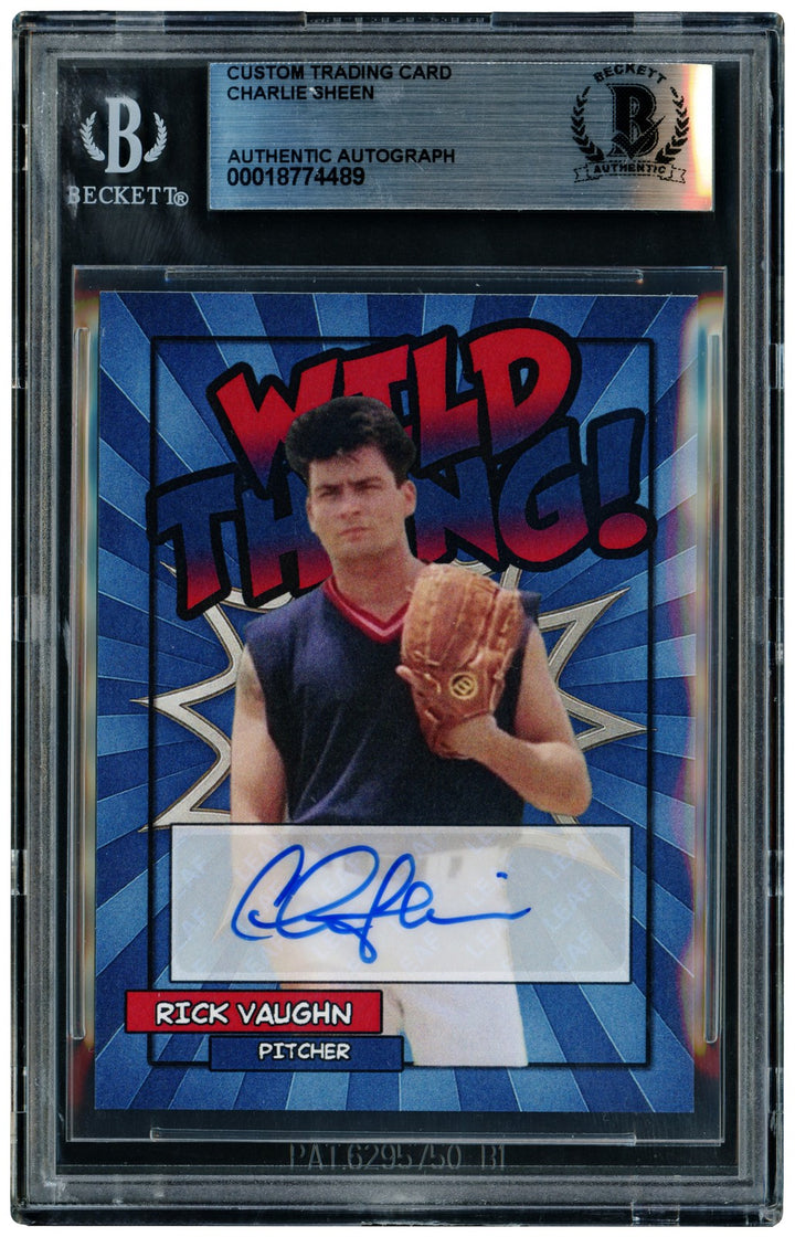 Charlie Sheen Signed Major League Trading Card Rick Vaughn Beckett