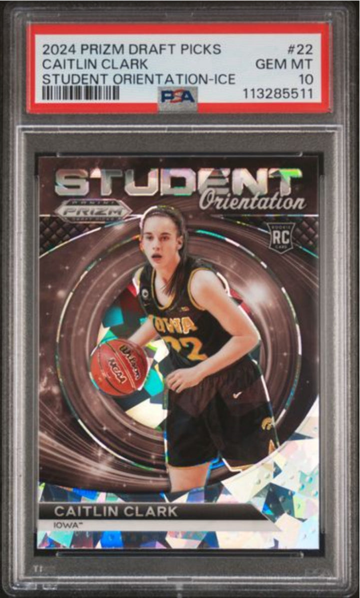 Graded 2024 Panini Prizm DP Caitlin Clark #22 Student Ice Rookie Card PSA 10