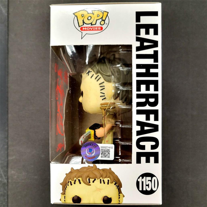 Bob Elmore autograph signed Leatherface Funko Pop Inscription ~ BAS Witness Holo