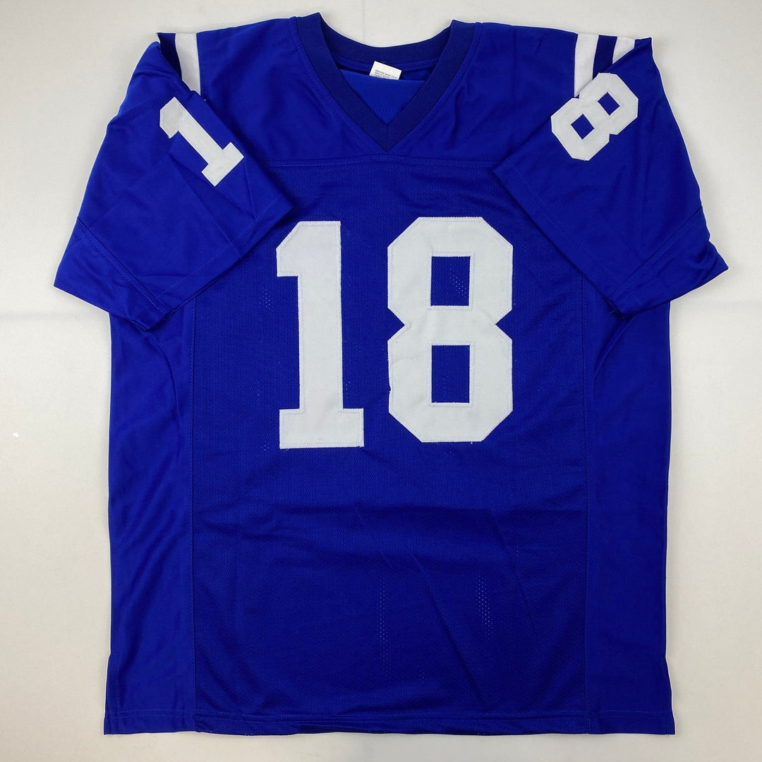 Facsimile Autographed Peyton Manning Indianapolis Blue Jersey Men's XL