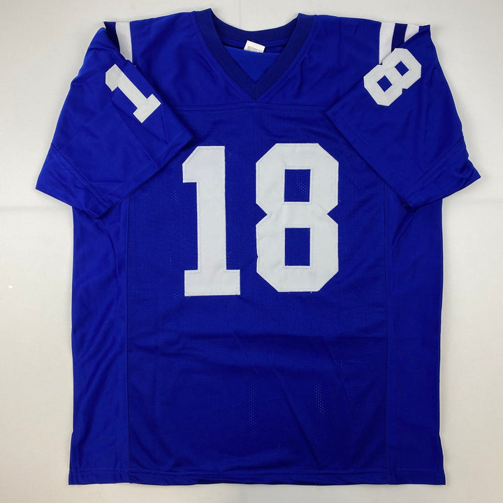 Facsimile Autographed Peyton Manning Indianapolis Blue Jersey Men's XL