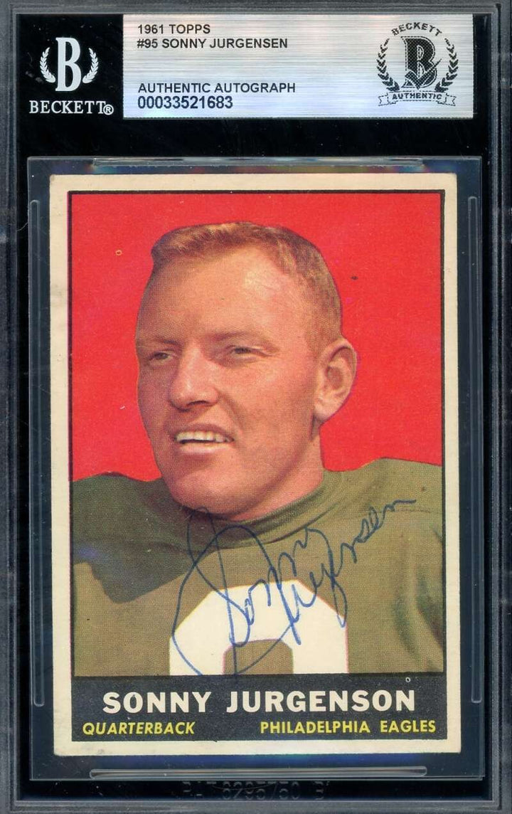 Sonny Jurgensen Beckett BAS Vintage Signed 1961 Topps Autograph Eagles