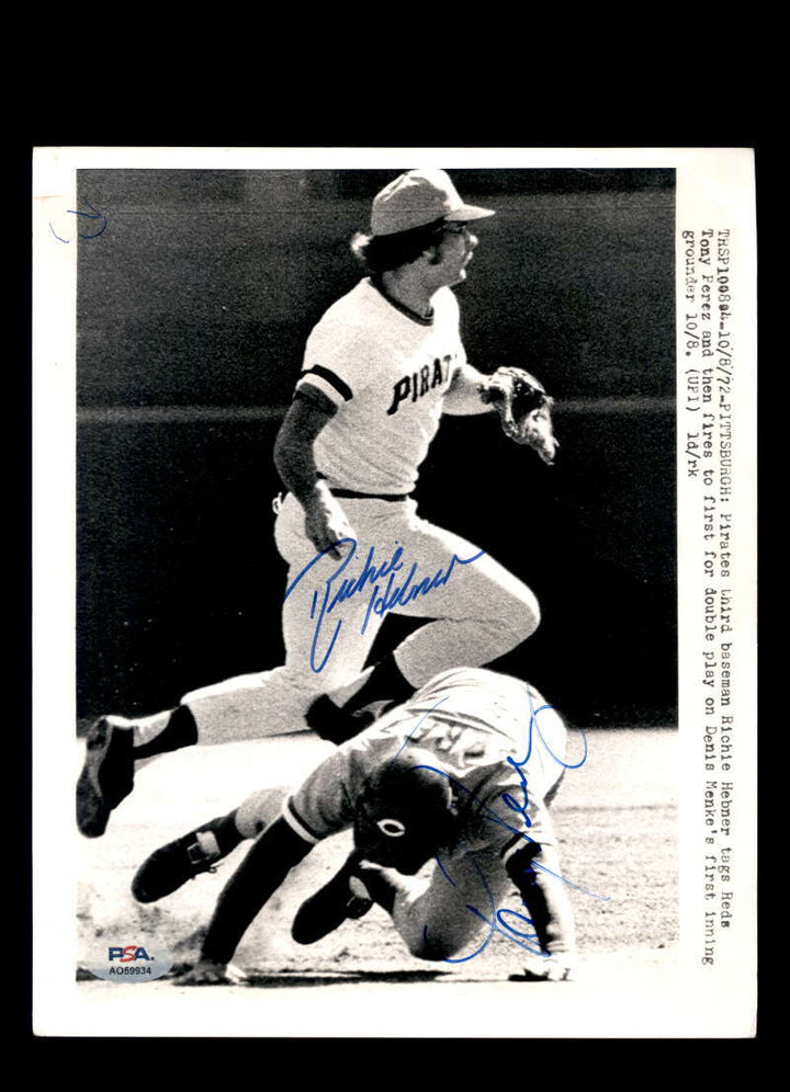 Richie Hebner Tony Perez PSA DNA Signed 8x10 Photo Autograph