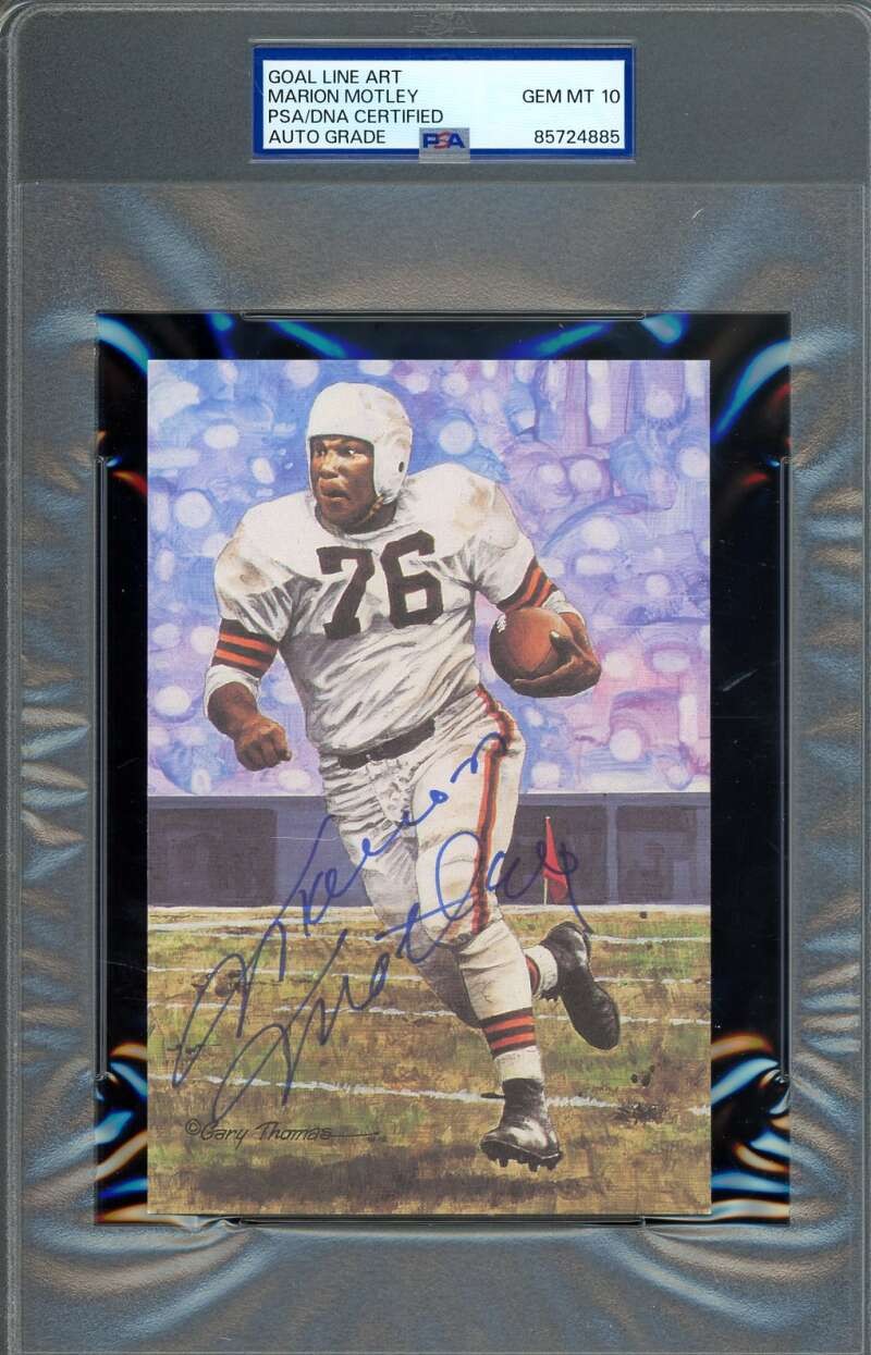 Marion Motley Gem Mint 10 PSA DNA Signed Goal Line Art Card GLAC Autograph