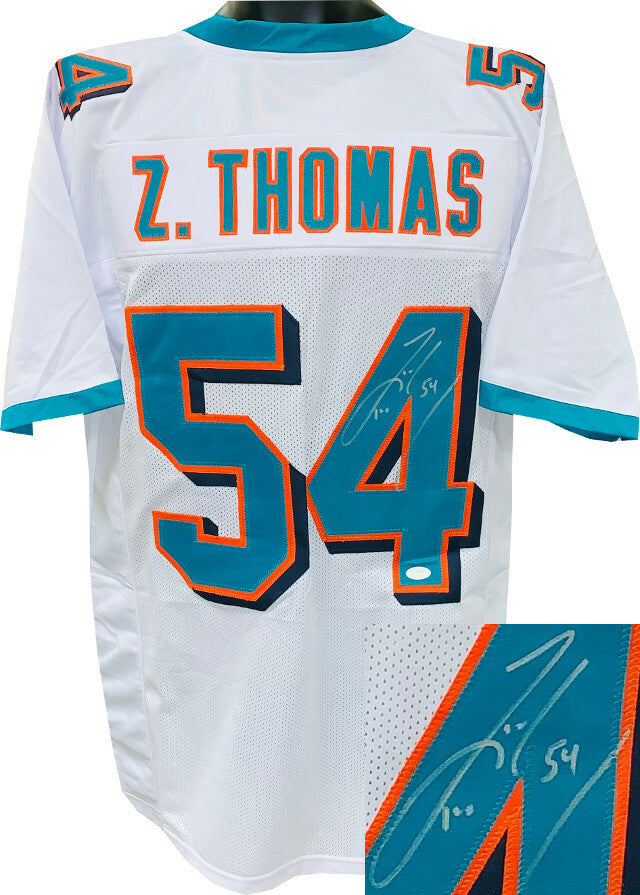 Zach Thomas signed White Custom Stitched Pro Style FB Jersey XL - JSA Witnessed