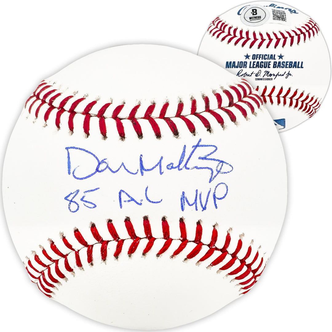 Don Mattingly Signed Official MLB Baseball Yankees "85 AL MVP" Beckett Witness